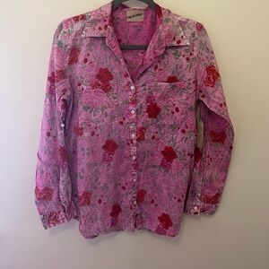 Floral Pink and Red Button-Up Shirt